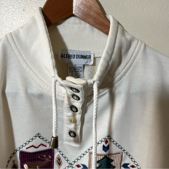 Vintage Alfred Dunner Mock Neck Button Up Collar Christmas Sweatshirt S - Picture 4 of 12